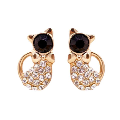 Fashion jewelry Lovely Rhinestone Cat Earrings for women gift