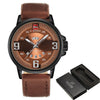 NF9086 Coffee Brown Leather Strap Watch