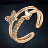 Butterfly Cubic Zirconia Rose Gold Color Fashion Re-sizable Ring Jewelry For Women