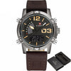 NF9095BBY Leather strap Men's Watch with LED Clock