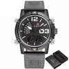 NF9095BBY Leather strap Men's Watch with LED Clock