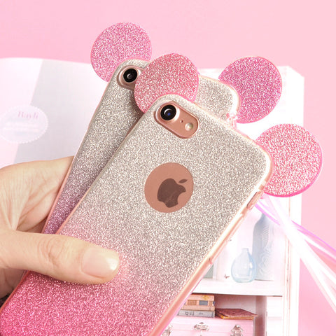 3D Minnie/Mickey Mouse Ears Soft  Case For Samsung / IPhone