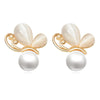 Gold Opal Pearl  Butterfly Earrings