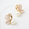 Gold Opal Pearl  Butterfly Earrings