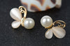 Gold Opal Pearl  Butterfly Earrings