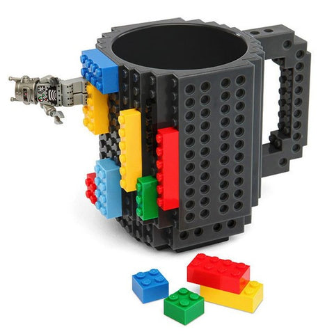 Brick, Puzzle, Coffee, Mug, Cups, Lego, DIY, Mega Bloks, KRE-O, K'NEX, building blocks, dringking ware, food grade, non-toxic, rocketlemons, Blue